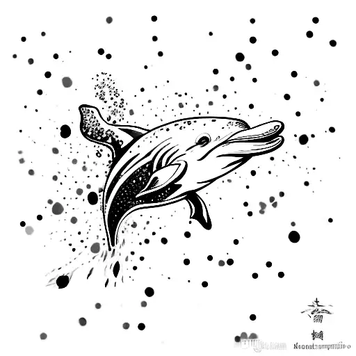 An open book with colorful paint splatters forming the shape of a dolphin tattoo design idea