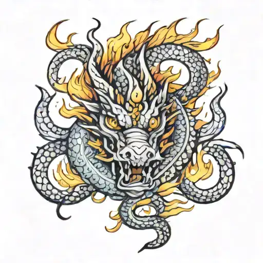 dragon komodo flames tattoo design idea