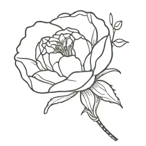  a black and white small fined line carnation flower also adding the words I love you so much my doodl tattoo design idea