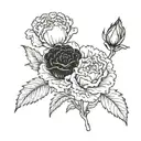  a black and white small fined line carnation flower also adding the words I love you so much my doodl tattoo design idea
