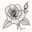  a black and white small fined line carnation flower also adding the words I love you so much my doodl tattoo design idea