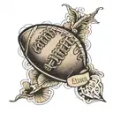 football with names as the lace   tattoo design idea