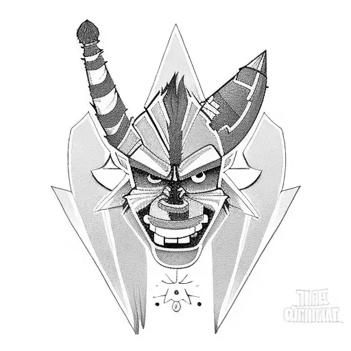 crash bandicoot Aku Aku mask tattoo design idea