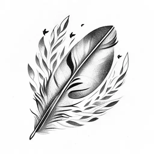 Feather with a dove tattoo design idea