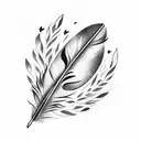 Feather with a dove tattoo design idea