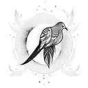 Feather with a dove tattoo design idea