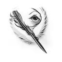 Feather with a dove tattoo design idea