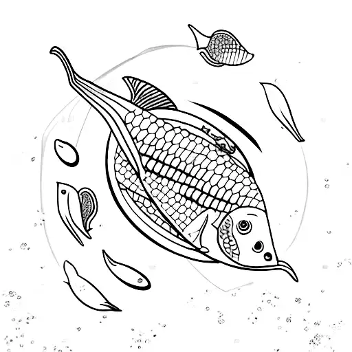 oriental bowl of sardine soup tattoo design idea