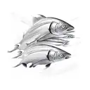 oriental bowl with sardine in it tattoo design idea