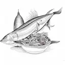 oriental bowl of sardine soup tattoo design idea