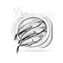 oriental bowl of sardine soup tattoo design idea
