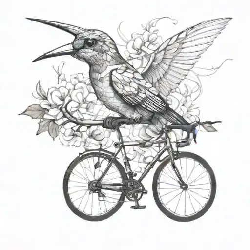 draw a small sketch on the theme of cycling. Use associations such as: Hummingbird, snake, three-headed dog tattoo design idea
