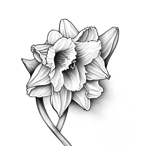 daffodil with stem tattoo design idea