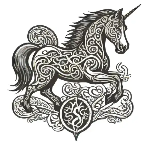 Scottish water horse sigil pictish art tattoo design idea