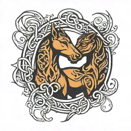 Scottish kelpie symbol intertwined tattoo design idea