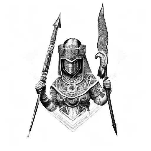warrior with history letters  tattoo design idea
