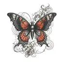 Evil black and red butterfly  tattoo design idea