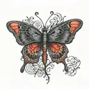 Evil black and red butterfly  tattoo design idea