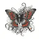 Evil black and red butterfly  tattoo design idea