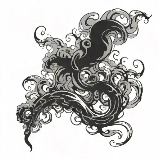 Black wisp of smoke swirling tattoo design idea