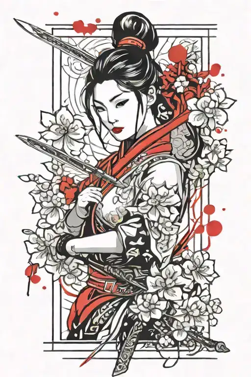 Mulan fan, Mulan sword, Mulan hair accessories and cherry blossom tattoo design idea