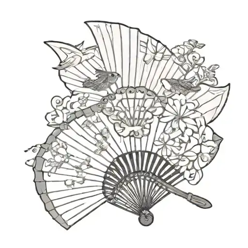 asian fan tattoo design idea