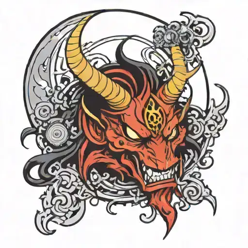 Moon from d gray man looking at oni demon tattoo design idea