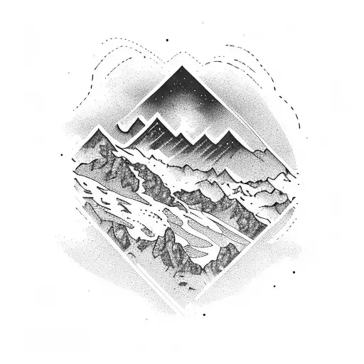 mountain snow ski  tattoo design idea