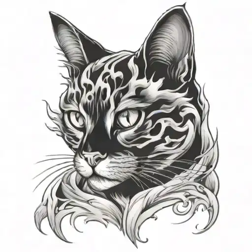 ghost cat tattoo design idea