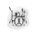 A blackwork tattoo of a drum surrounded by musical notes tattoo design idea