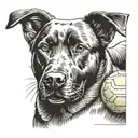 labrador retriever with tennis ball  tattoo design idea