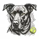 labrador retriever with tennis ball  tattoo design idea