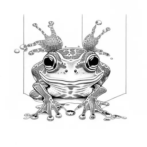 mature muchroon fern frog tattoo design idea