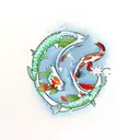 koi fish bonzai tree tattoo design idea