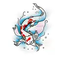 koi fish bonzai tree tattoo design idea