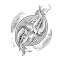 koi fish bonzai tree clouds tattoo design idea