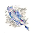 koi fish bonzai tree clouds tattoo design idea