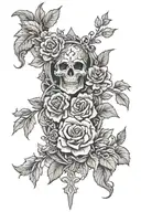 Vines and Desert Roses including cross and eye sleeve tattoo design idea