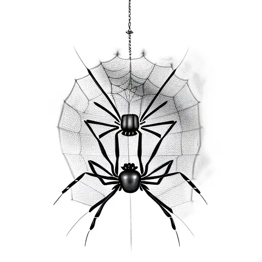 black widow spider hanging form a web tattoo design idea