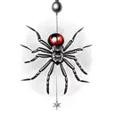 black widow spider hanging form a web with a shooting star flying around it tattoo design idea