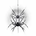 black widow spider hanging form a web tattoo design idea