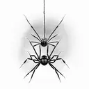 black widow spider hanging form a web tattoo design idea