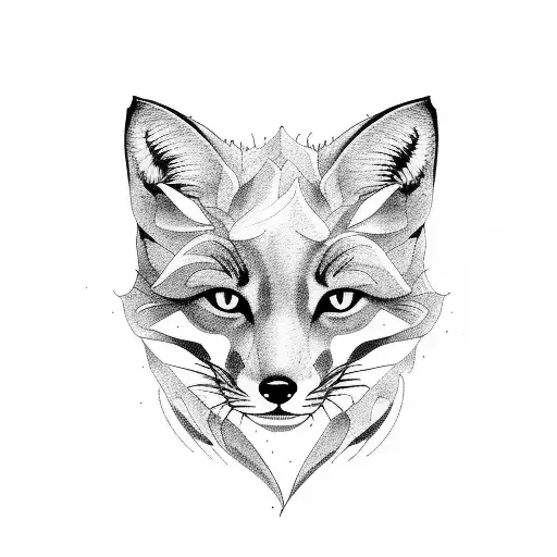 animal similar to cat or fox, in color tattoo design idea