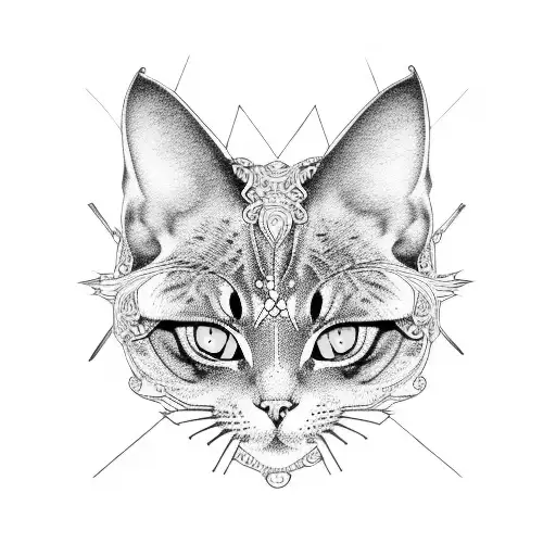 animal similar to cat, anime style tattoo design idea