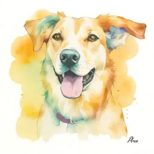 dog portrait with tongue out and his ears tattoo design idea