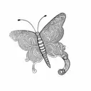 butterfly with cat pattern  tattoo design idea