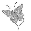 butterfly with cat pattern  tattoo design idea