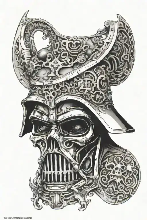 half death Vader helmet other half skull tattoo design idea