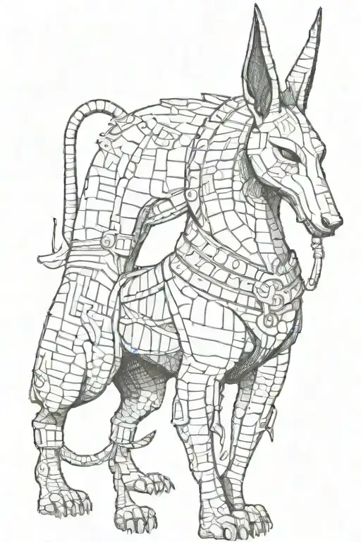 anubis with scales tattoo design idea