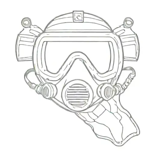 A minimalist design of a diving mask and fins, symbolizing the love for scuba diving tattoo design idea